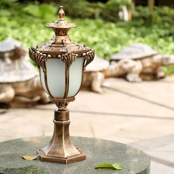 Traditional European Column Aluminum Glass 1-Light Post Head Landscape Light For Garden - Image 8
