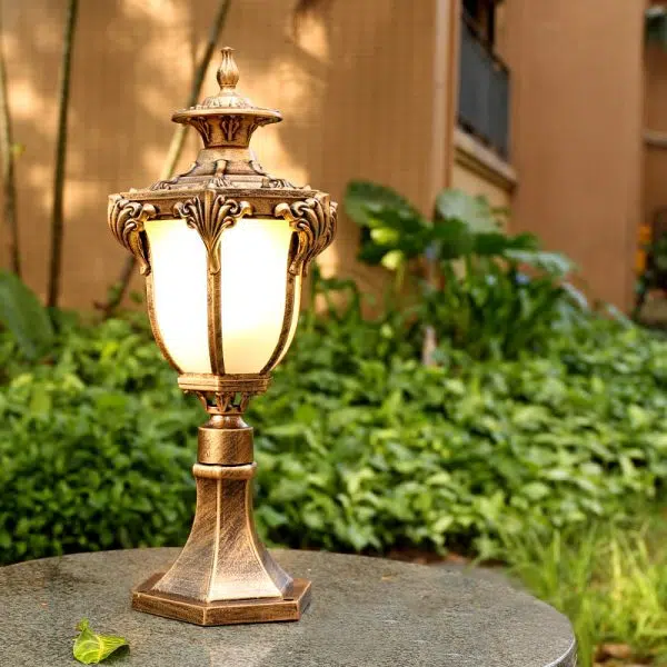 Traditional European Column Aluminum Glass 1-Light Post Head Landscape Light For Garden - Image 7