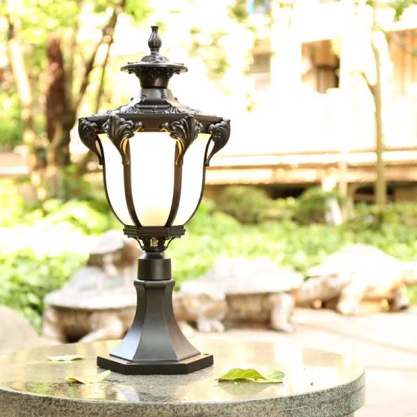 Traditional European Column Aluminum Glass 1-Light Post Head Landscape Light For Garden - Image 6