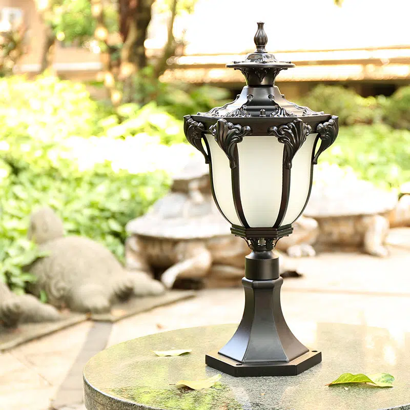 BS-Lighting-FH00495-9.jpg Traditional European Column Aluminum Glass 1-Light Post Head Landscape Light For Garden - Image 1
