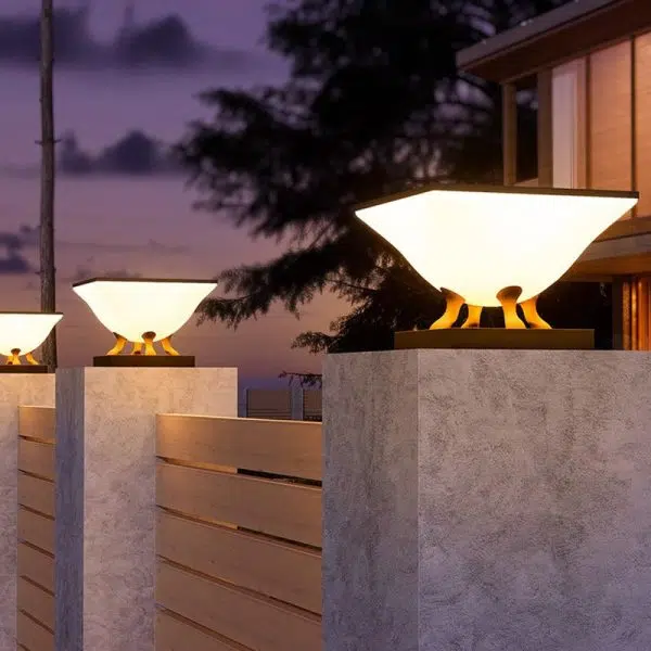 Modern Minimalist Square Acrylic Stainless Steel LED Solar Post Head Landscape Light For Garden - Image 13