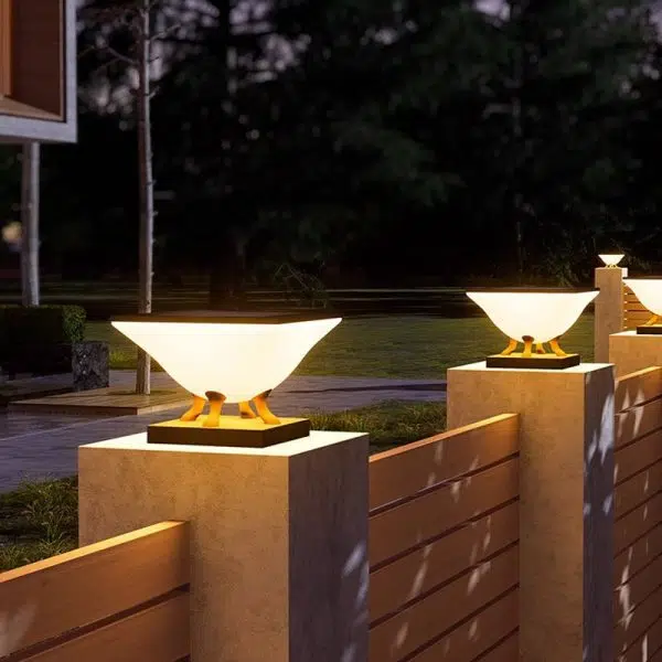 Modern Minimalist Square Acrylic Stainless Steel LED Solar Post Head Landscape Light For Garden - Image 14