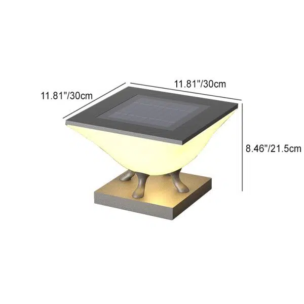 Modern Minimalist Square Acrylic Stainless Steel LED Solar Post Head Landscape Light For Garden - Image 5