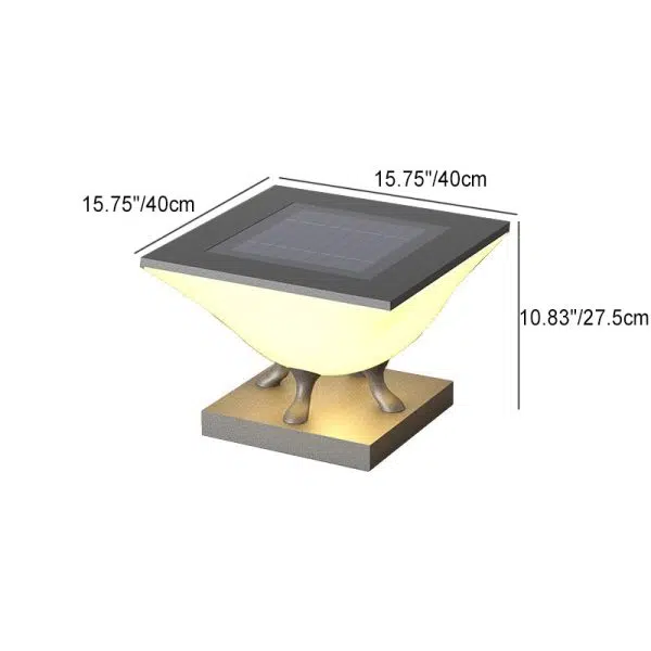 Modern Minimalist Square Acrylic Stainless Steel LED Solar Post Head Landscape Light For Garden - Image 6