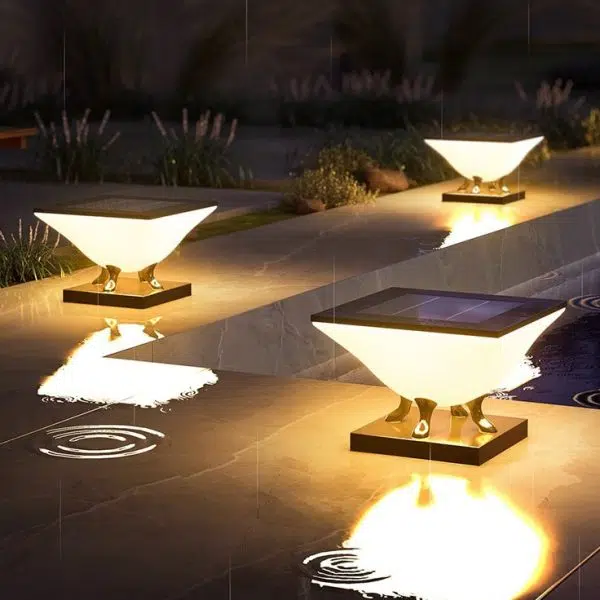 Modern Minimalist Square Acrylic Stainless Steel LED Solar Post Head Landscape Light For Garden - Image 2