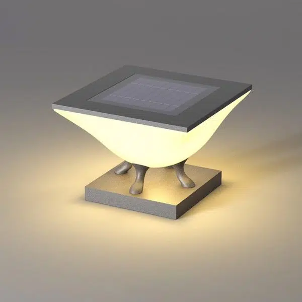 Modern Minimalist Square Acrylic Stainless Steel LED Solar Post Head Landscape Light For Garden - Image 10