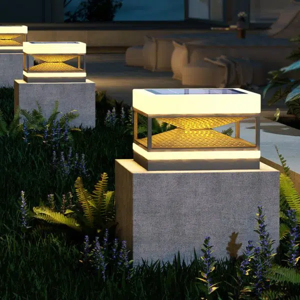 Contemporary Industrial Waterproof Solar Stainless PE Square Cube LED Outdoor Post Light For Outdoor Patio - Image 11