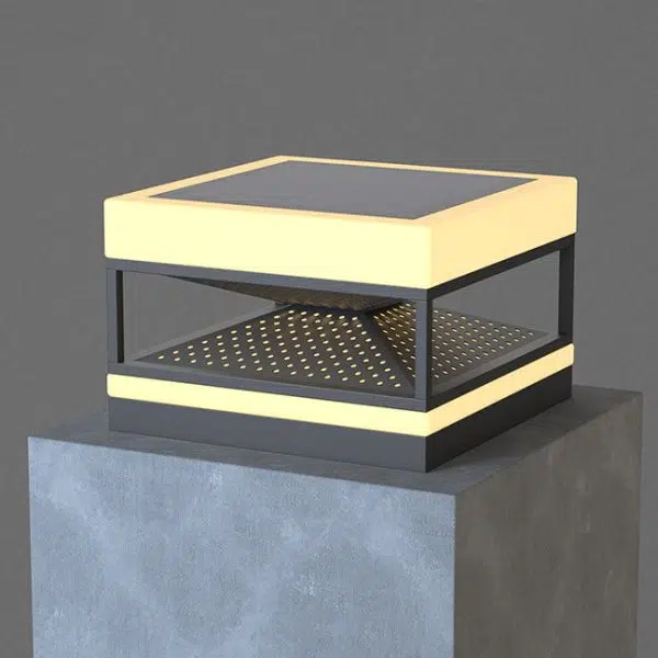 Contemporary Industrial Waterproof Solar Stainless PE Square Cube LED Outdoor Post Light For Outdoor Patio - Image 9