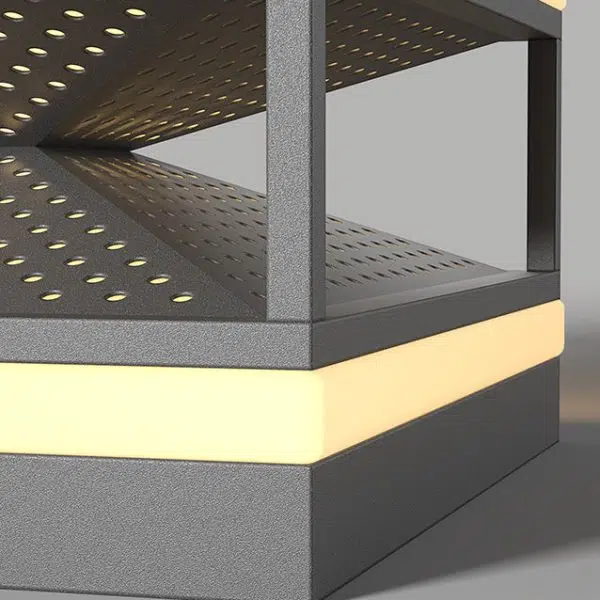 Contemporary Industrial Waterproof Solar Stainless PE Square Cube LED Outdoor Post Light For Outdoor Patio - Image 6