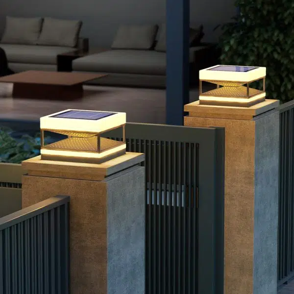 Contemporary Industrial Waterproof Solar Stainless PE Square Cube LED Outdoor Post Light For Outdoor Patio - Image 2