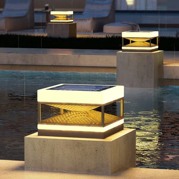 Contemporary Industrial Waterproof Solar Stainless PE Square Cube LED Outdoor Post Light For Outdoor Patio - Image 13