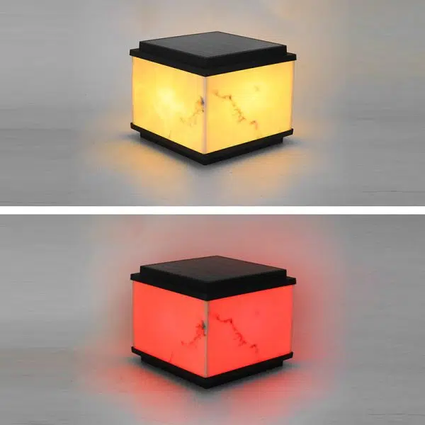 Traditional Chinese Solar Waterproof Rectangular Marble Textured Aluminum Resin LED Post Head Light For Garden - Image 23