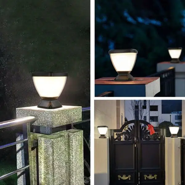 Modern Minimalist Solar Waterproof Square Aluminum PC LED Post Head Light For Garden - Image 5