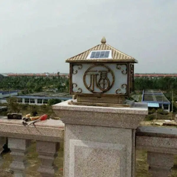 Traditional Chinese Solar Waterproof Quadrangle House Shape Aluminum LED Post Head Light Outdoor Light For Garden - Image 18