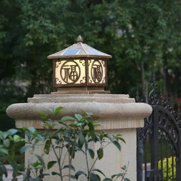 Traditional Chinese Solar Waterproof Quadrangle House Shape Aluminum LED Post Head Light Outdoor Light For Garden - Image 16