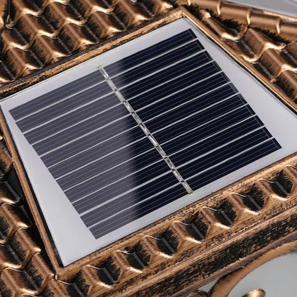 Traditional Chinese Solar Waterproof Quadrangle Carved Aluminum Glass LED Post Head Light Outdoor Light For Garden - Image 8