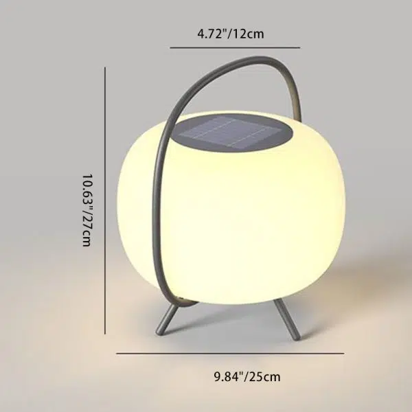 Modern Minimalist Solar Waterproof Portable Oval PE Shade Iron LED Outdoor Light For Garden - Image 4