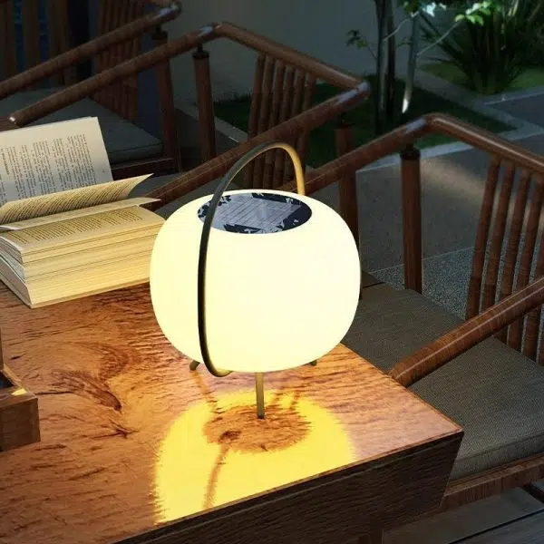 Modern Minimalist Solar Waterproof Portable Oval PE Shade Iron LED Outdoor Light For Garden - Image 3