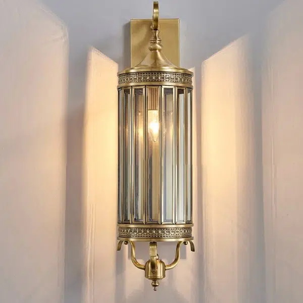 Modern Luxury Waterproof Line Cylinder Copper Frame Glass Shade 1/3/6 Light Wall Sconce Lamp For Garden - Image 27