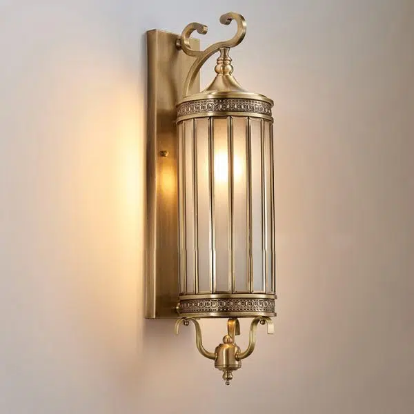 Modern Luxury Waterproof Line Cylinder Copper Frame Glass Shade 1/3/6 Light Wall Sconce Lamp For Garden - Image 28