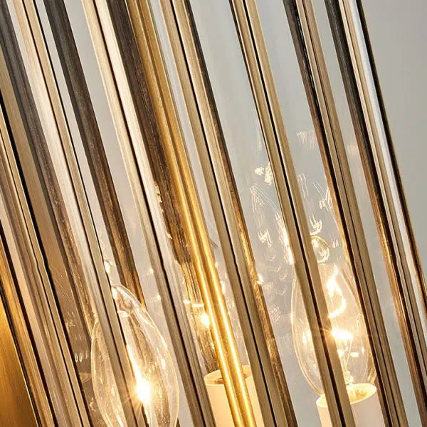 Modern Luxury Waterproof Line Cylinder Copper Frame Glass Shade 1/3/6 Light Wall Sconce Lamp For Garden - Image 8