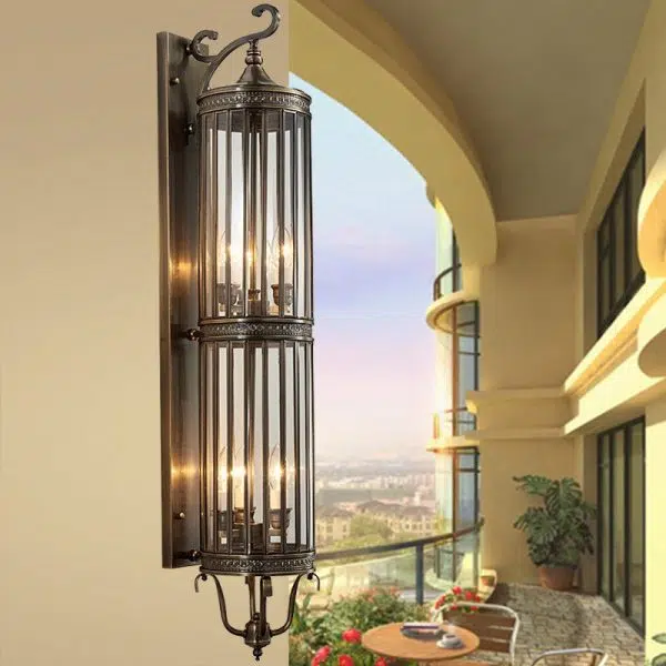 Modern Luxury Waterproof Line Cylinder Copper Frame Glass Shade 1/3/6 Light Wall Sconce Lamp For Garden - Image 12