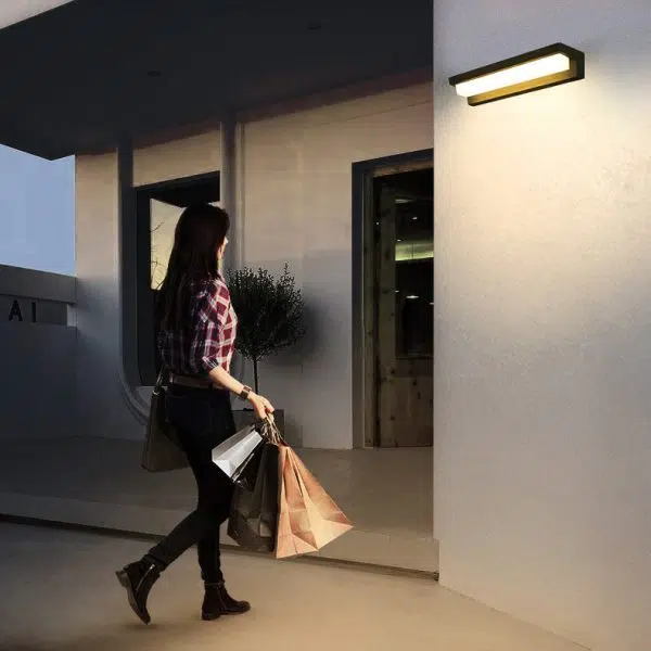 Modern Minimalist Solar Waterproof Sensor Rectangular ABS LED Wall Sconce Lamp For Outdoor Patio - Image 18