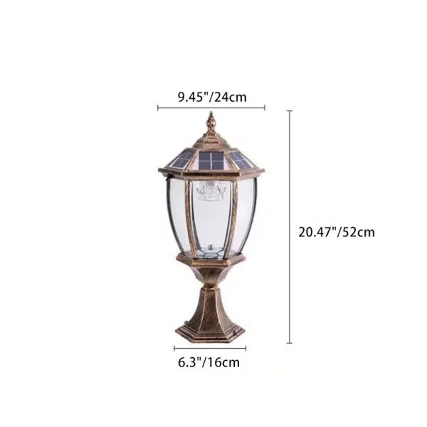 Contemporary Retro Hexagon Aluminum Glass LED Solar Post Head Landscape Light For Garden - Image 4