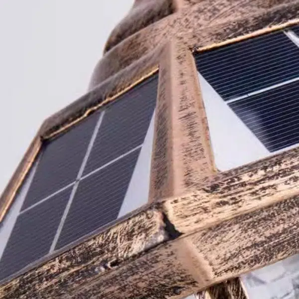 Contemporary Retro Hexagon Aluminum Glass LED Solar Post Head Landscape Light For Garden - Image 5