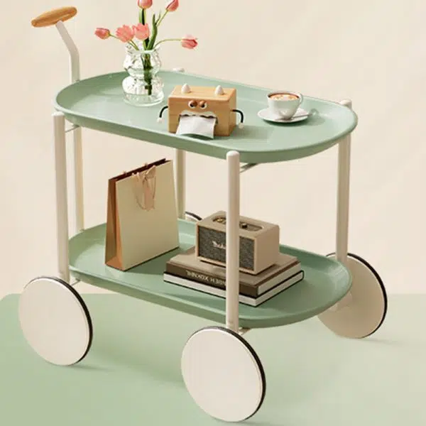 Contemporary Creative Oval Steel Plastic End Table 2-Tier For Living Room - Image 15