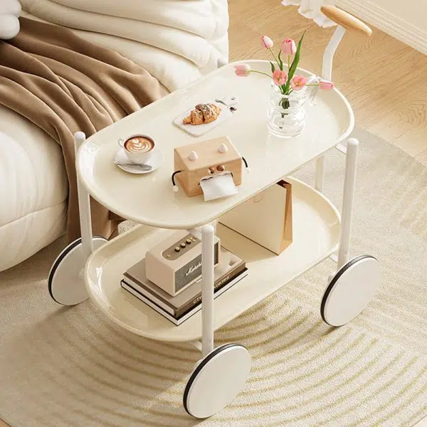 Contemporary Creative Oval Steel Plastic End Table 2-Tier For Living Room - Image 16