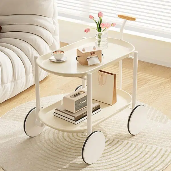 Contemporary Creative Oval Steel Plastic End Table 2-Tier For Living Room - Image 17
