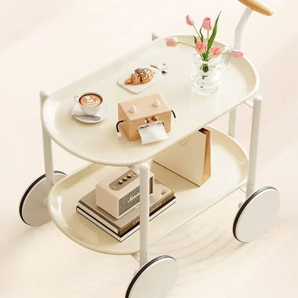 Contemporary Creative Oval Steel Plastic End Table 2-Tier For Living Room - Image 2