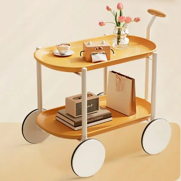 Contemporary Creative Oval Steel Plastic End Table 2-Tier For Living Room - Image 18