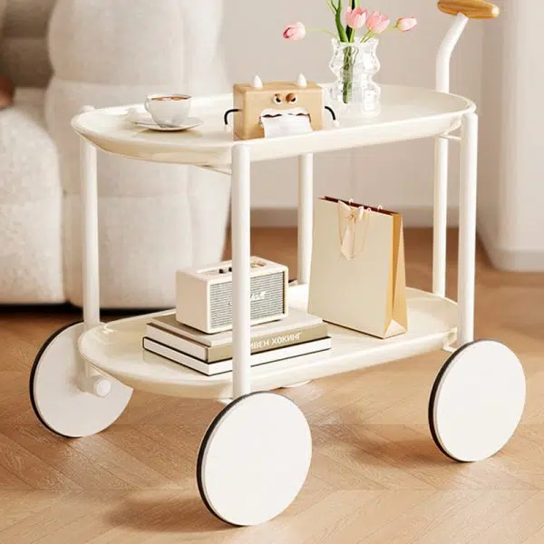 Contemporary Creative Oval Steel Plastic End Table 2-Tier For Living Room - Image 3