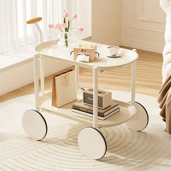 Contemporary Creative Oval Steel Plastic End Table 2-Tier For Living Room - Image 10