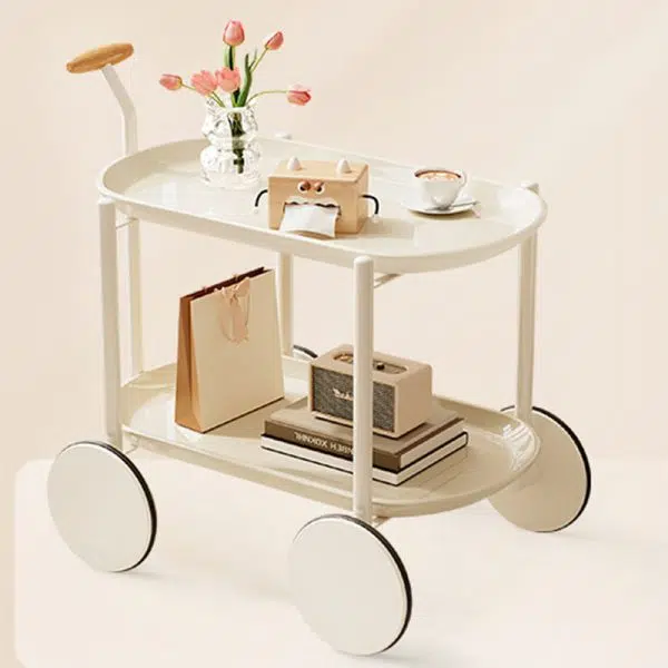 Contemporary Creative Oval Steel Plastic End Table 2-Tier For Living Room - Image 14