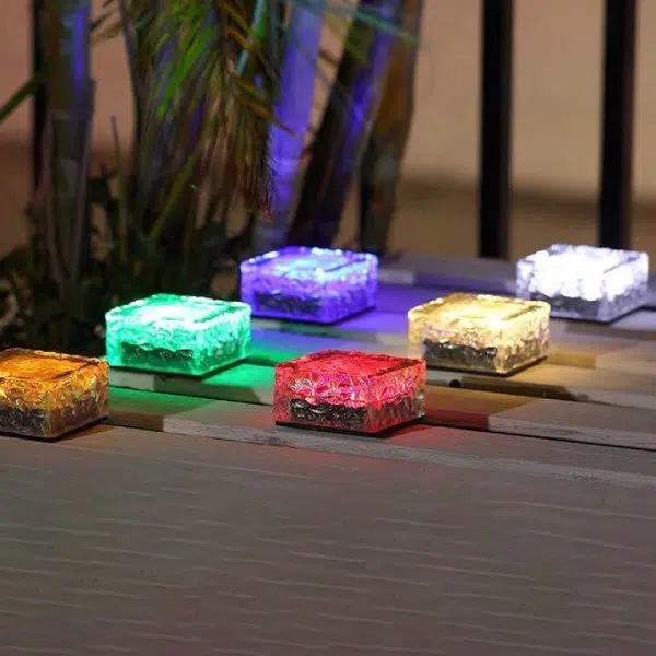 Modern Minimalist Solar Waterproof ABS Clear Glass Ice Cube Brick LED Outdoor Landscape Light For Garden - Image 15