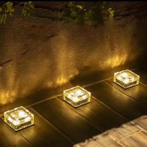 Modern Minimalist Solar Waterproof ABS Clear Glass Ice Cube Brick LED Outdoor Landscape Light For Garden - Image 7