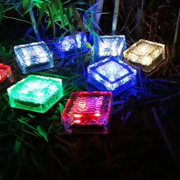 Modern Minimalist Solar Waterproof ABS Clear Glass Ice Cube Brick LED Outdoor Landscape Light For Garden - Image 14