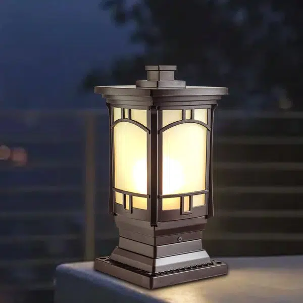 Modern Minimalist Waterproof Column Frosted Transparent Glass Aluminum 1-Light Post Head Landscape Light For Garden - Image 9