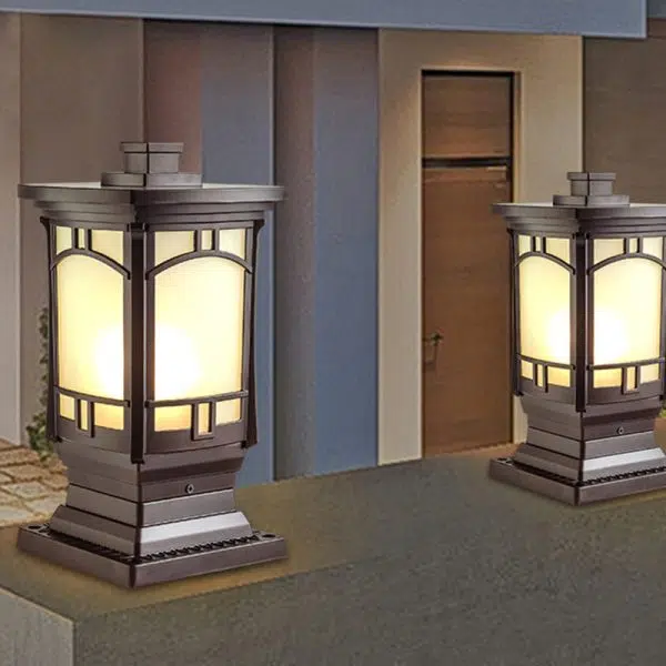 Modern Minimalist Waterproof Column Frosted Transparent Glass Aluminum 1-Light Post Head Landscape Light For Garden - Image 14