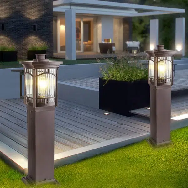 Modern Minimalist Waterproof Column Frosted Transparent Glass Aluminum 1-Light Post Head Landscape Light For Garden - Image 3