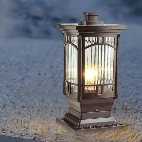 Modern Minimalist Waterproof Column Frosted Transparent Glass Aluminum 1-Light Post Head Landscape Light For Garden - Image 11