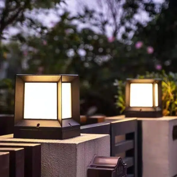 Modern Minimalist Waterproof Square-Shaped Aluminum Acrylic 1-Light Outdoor Post Light For Garden - Image 2