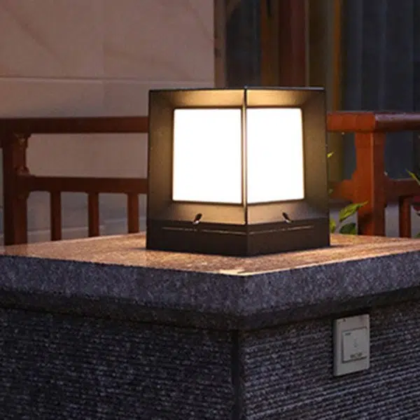 Modern Minimalist Waterproof Square-Shaped Aluminum Acrylic 1-Light Outdoor Post Light For Garden - Image 8