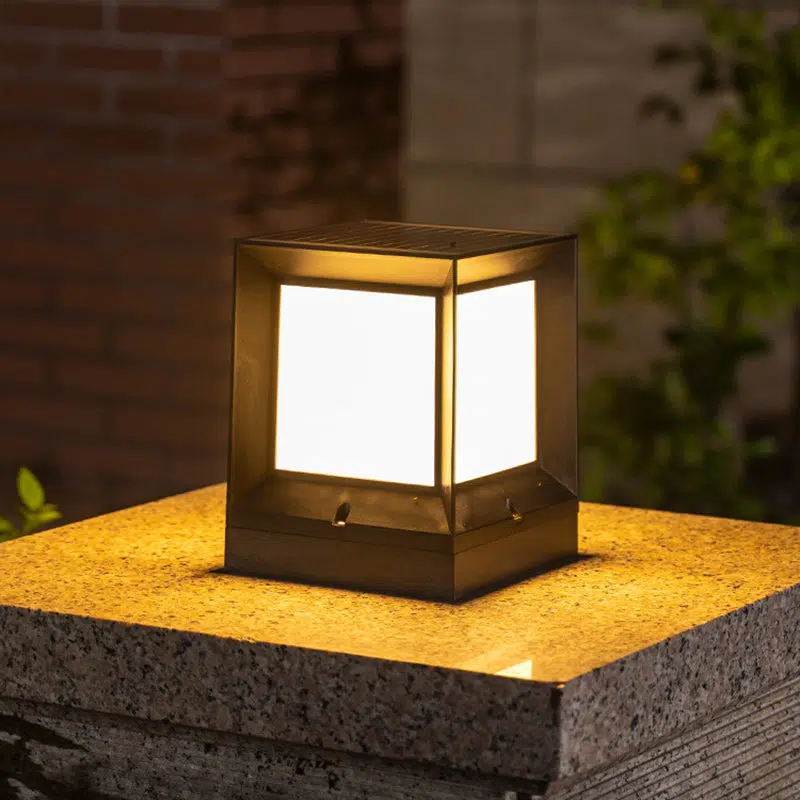 BS-Lighting-LI00305-2-415d7e1c-3c9c-4876-bc63-6f7c1355f369.jpg Modern Minimalist Solar Waterproof Square-Shaped Aluminum Acrylic LED Outdoor Post Light For Garden - Image 1