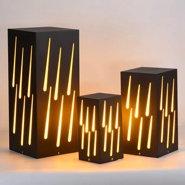 Contemporary Creative Waterproof Rectangle Meteor Stripes Galvanized Faux Dolomite 1-Light Lawn Landscape Lamp For Outdoor Patio - Image 5