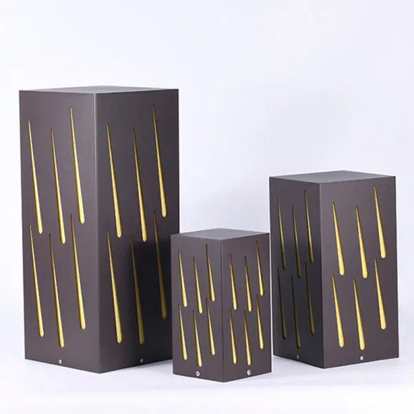 Contemporary Creative Waterproof Rectangle Meteor Stripes Galvanized Faux Dolomite 1-Light Lawn Landscape Lamp For Outdoor Patio - Image 11