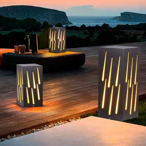 Contemporary Creative Waterproof Rectangle Meteor Stripes Galvanized Faux Dolomite 1-Light Lawn Landscape Lamp For Outdoor Patio - Image 16